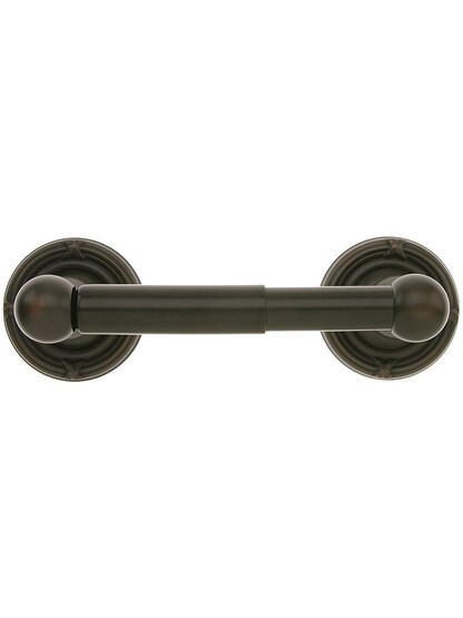 Brass Toilet-Paper Holder with Ribbon and Reed Rosettes in Oil-Rubbed Bronze.